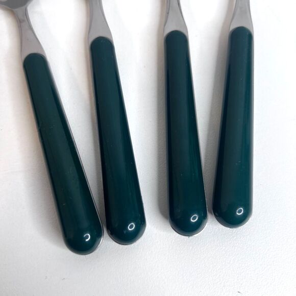 12 PC Stainless Flatware Silverware Dark Green Plastic Handle Place Setting--4 - Picture 10 of 10
